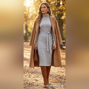 NEW Topshop Turtleneck Belted Sweater Dress